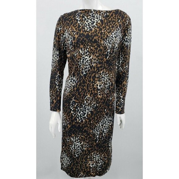 Vintage Sacony Leopard Print Sheath Dress Bodycon 38 Waist - Picture 2 of 6